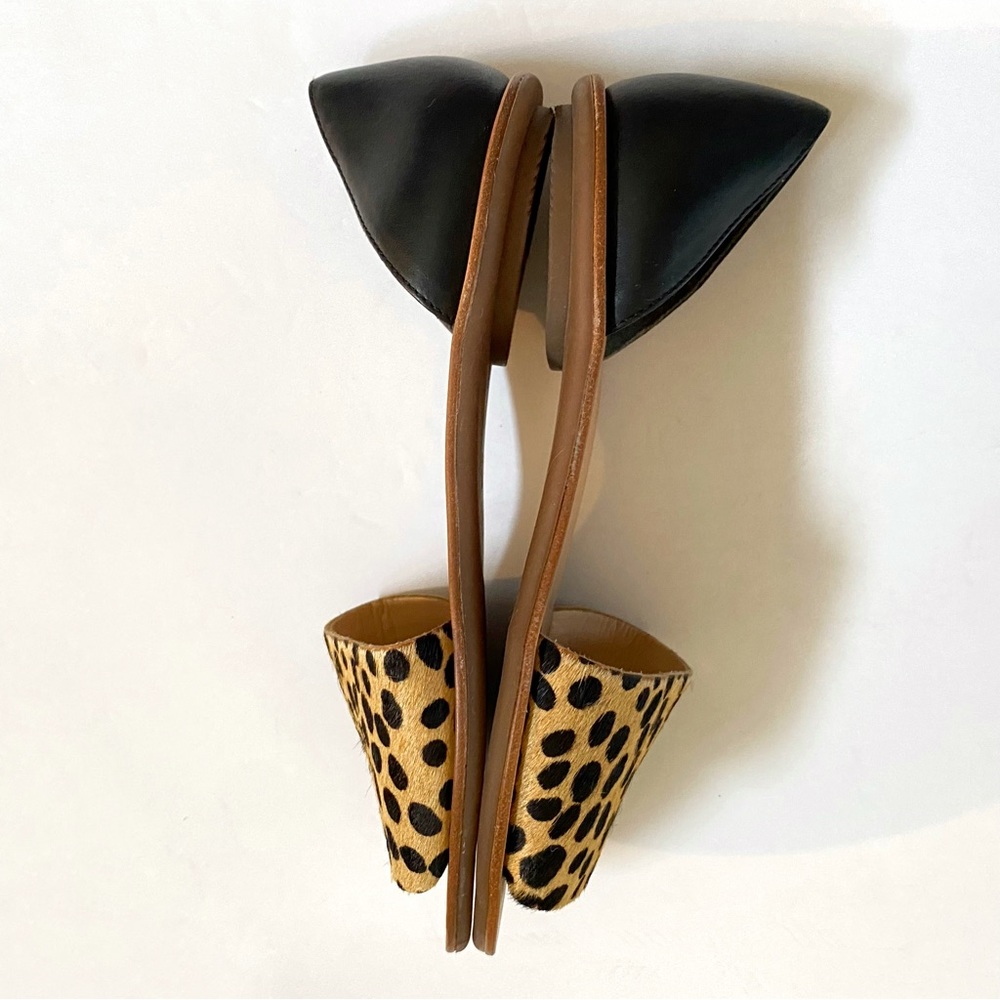 Loeffler Randall tan black spot leopard print calf hair sawyer flats sandals - Picture 5 of 9